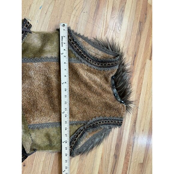 Boston Proper Women's Vest Faux Fur L Brown ASO Phoebe Buffay Friends Boho 90s - Picture 6 of 9